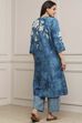 Indigo Blue Cotton Floral Straight Kurta Set image number 4