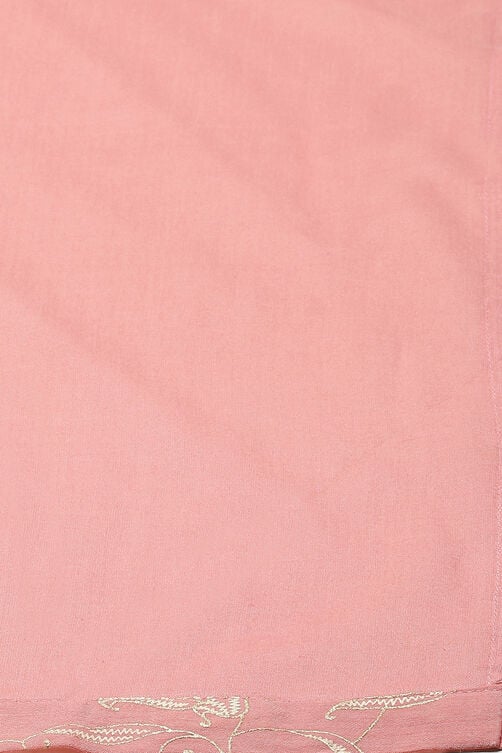 Blush Pink Printed Straight Kurta Regular Pant Suit Set image number 2