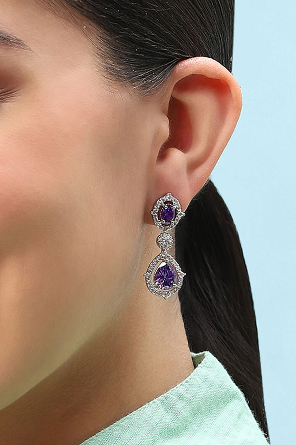 Purple Brass Earrings image number 3