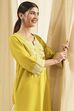 Black Pure Cotton Embroidered Straight Kurta image number 1