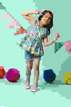 Blue Cotton Short Top image number 0