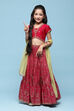 Fuschia Polyester Short Kurta Printed Suit Set image number 5