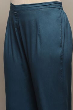 Navy Blue Chanderi Unstitched Suit set image number 3