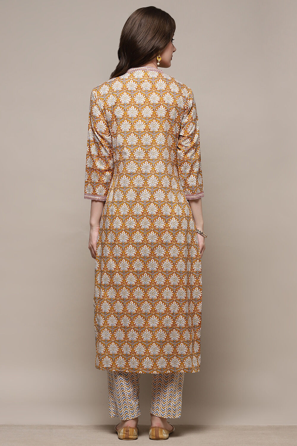 Blue Cotton Screen Printed Unstitched Suit Set image number 6