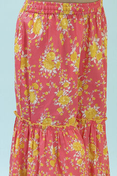 Pink Cotton Gathered Suit Set image number 2