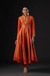 Rohit Bal Orange Cotton Silk Anarkali Printed Suit Set