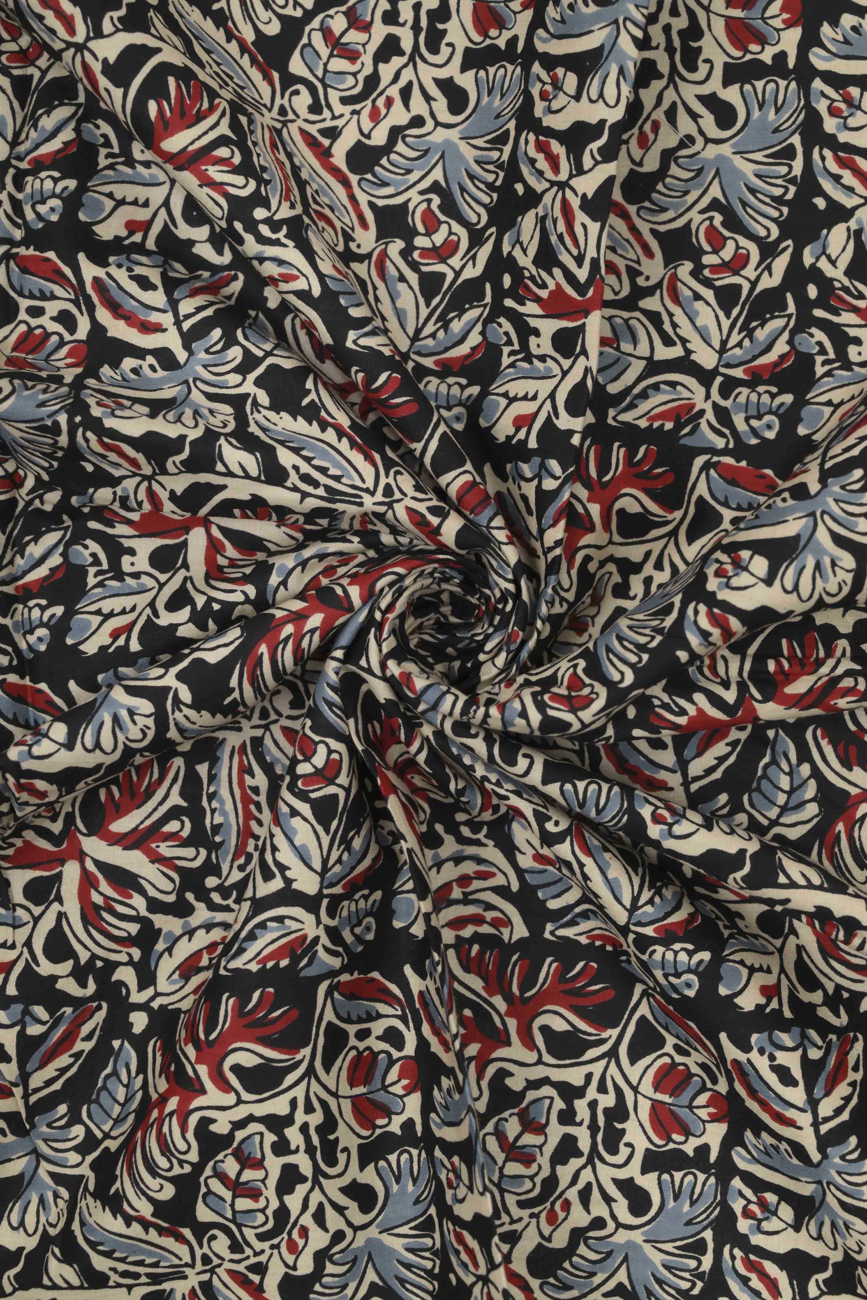 Blue Cotton Printed Unstitched Suit Set image number 2