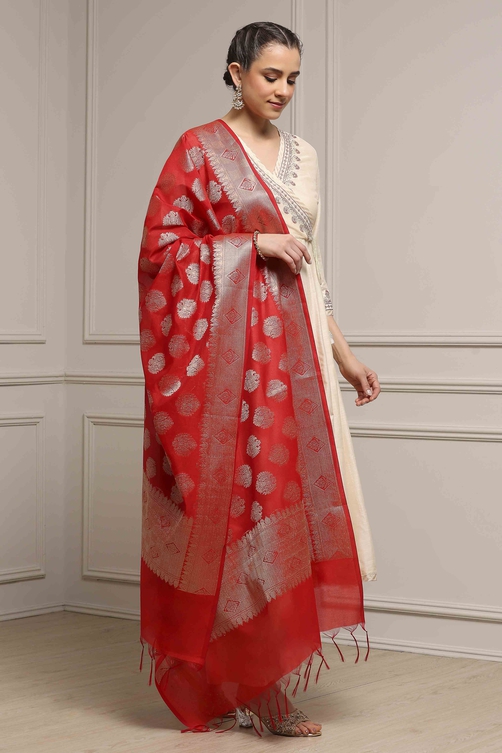 Fuchsia Embroidered Angrakha Festive Anarkali Suit Set image number 5