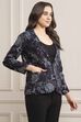 Navy Rayon Straight Printed Jacket image number 4