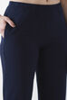 Blue Cotton Lycra Straight Pants image number 1