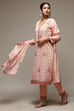 Peach Muslin Lace Unstitched Suit Set image number 5