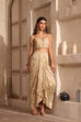 Beige Pure Georgette Jacquard Fusion Skirt Set image number 6