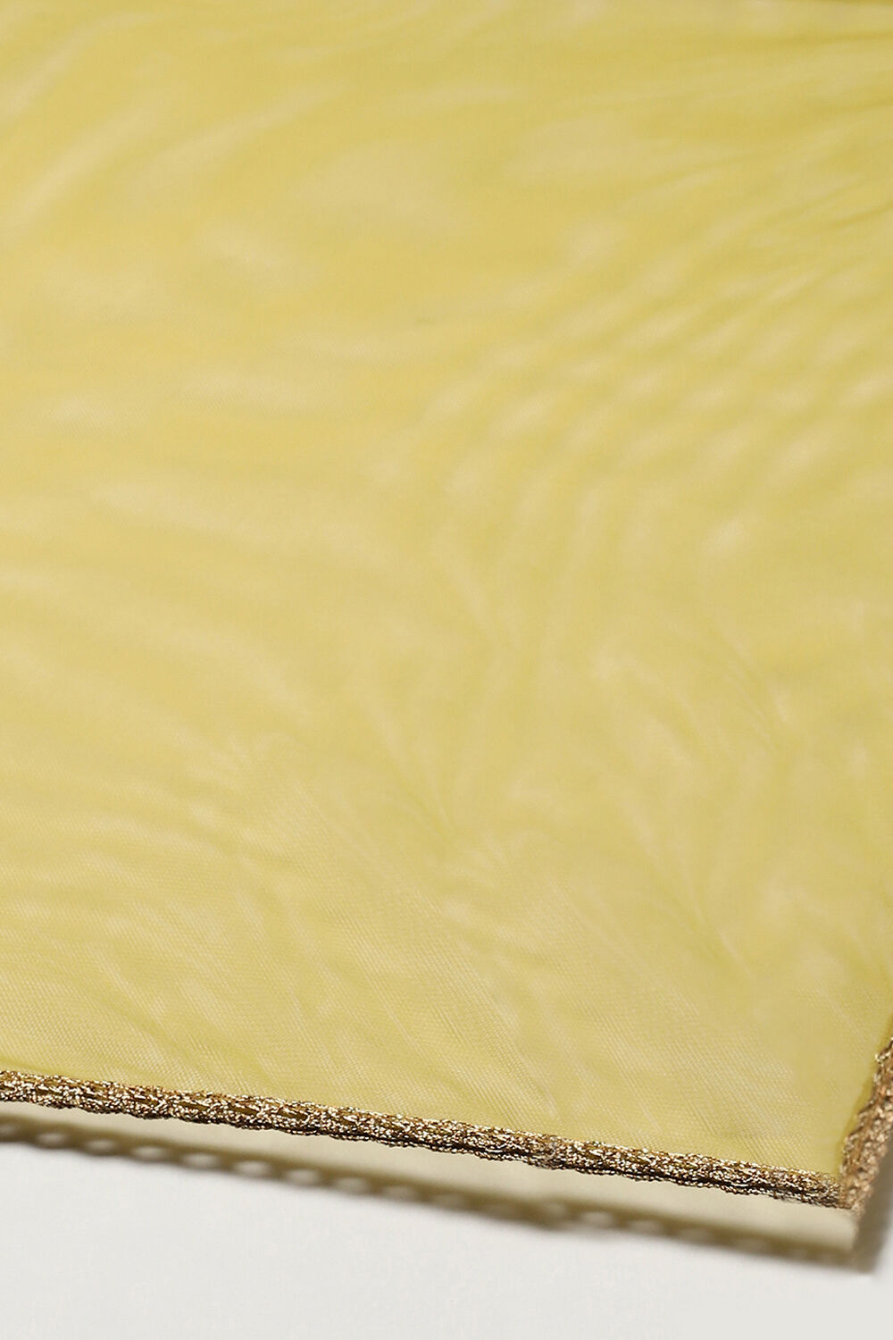 Lime Green LIVA Gathered Kurta Ankle Length Suit Set image number 3