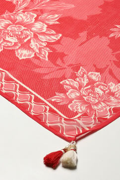 Coral Cotton Blend Printed Scarf image number 1