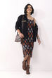 Black Cotton Abstract Strappy Midi Dress image number 0