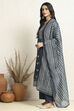 Blue Chanderi Geometric Printed Unstitched Suit Set image number 4