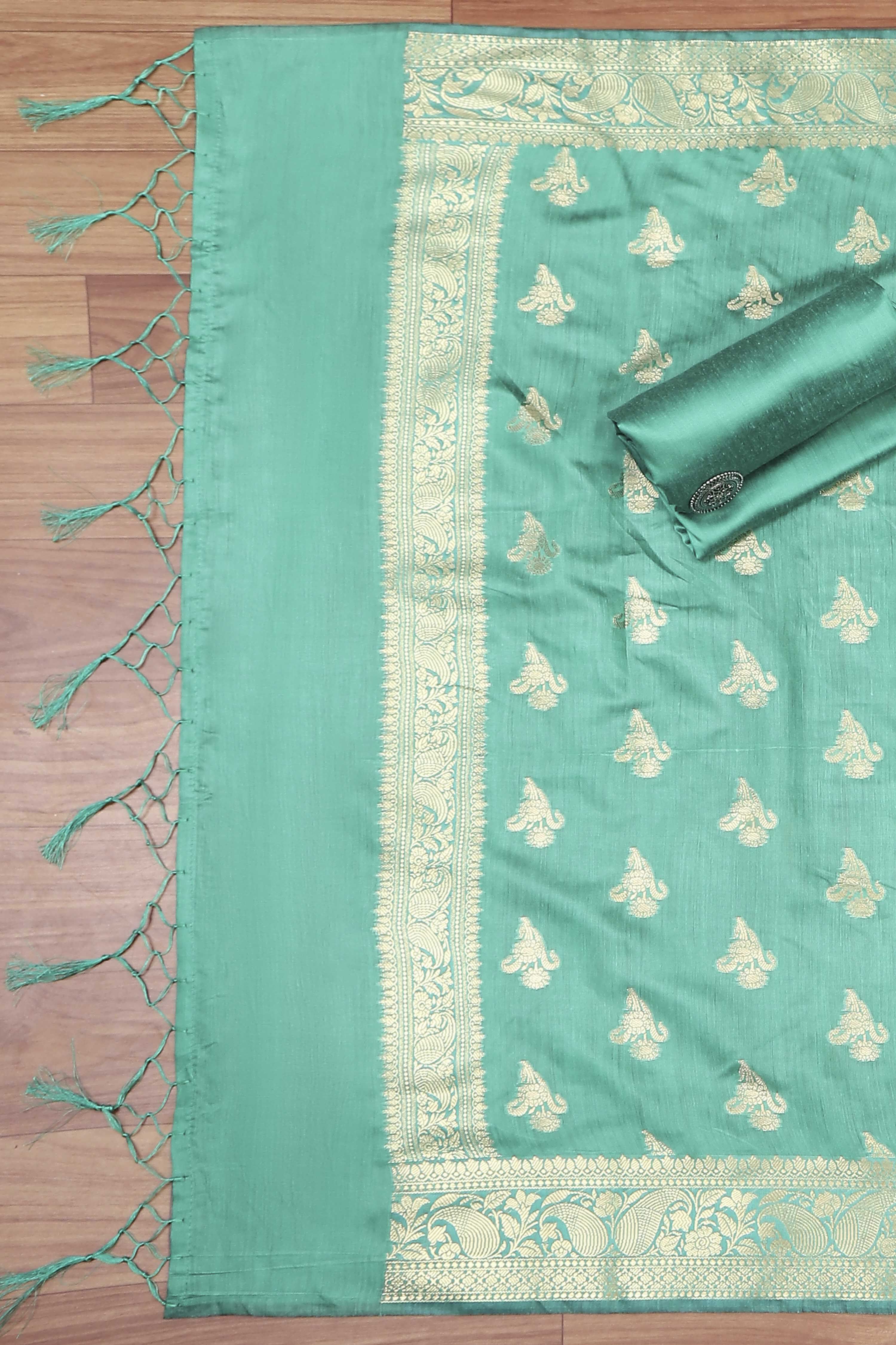 Rama Green Chanderi  Unstitched Suit Set image number 3