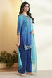 Blue Viscose Rayon Embroidered Straight Kurta Set image number 5