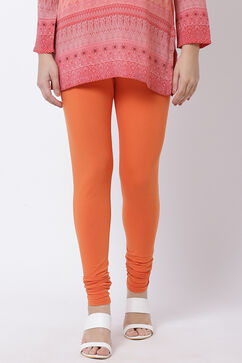 Orange Cotton Lycra Churidar image number 3