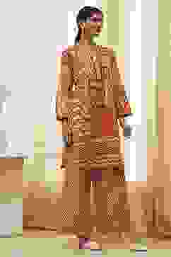 Rust Pure Cotton Printed Kurta Set image number 5