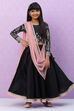 Black Straight Viscose And Lycra Girls Lehenga Set image number 0