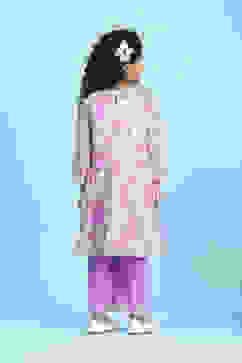 Purple Cotton Printed Kalidar Suit Set image number 4