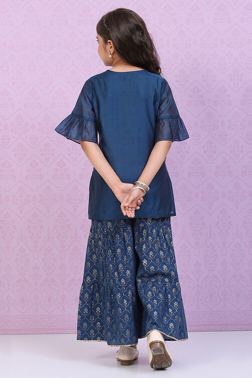 Blue Art Silk Straight Kurta Set image number 4