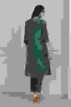 Green Modal Printed Straight Suit Set image number 4