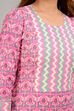 Pink Cotton Screen Print Unstitched Suit Set image number 3