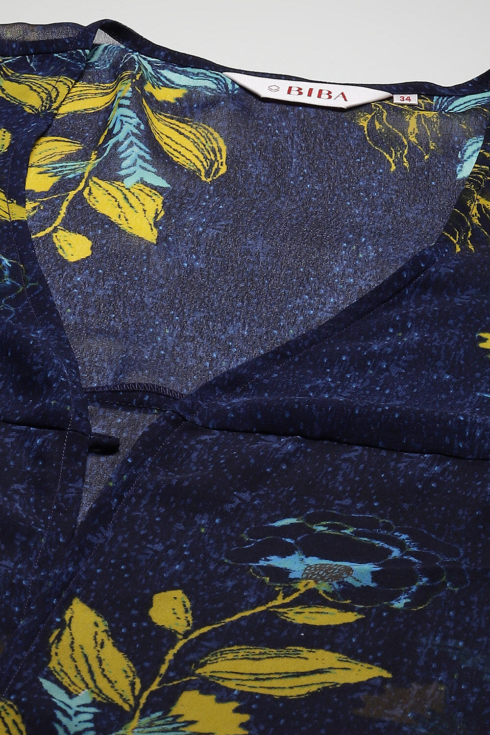 Navy Cotton Blend Straight Printed Kurta image number 2