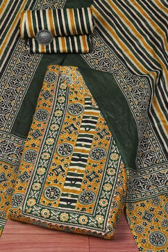 Yellow Cotton Unstitched Suit set image number 0