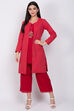 Red Straight Cotton Three Piece Set image number 0