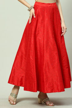 Red Art Silk Skirt image number 3