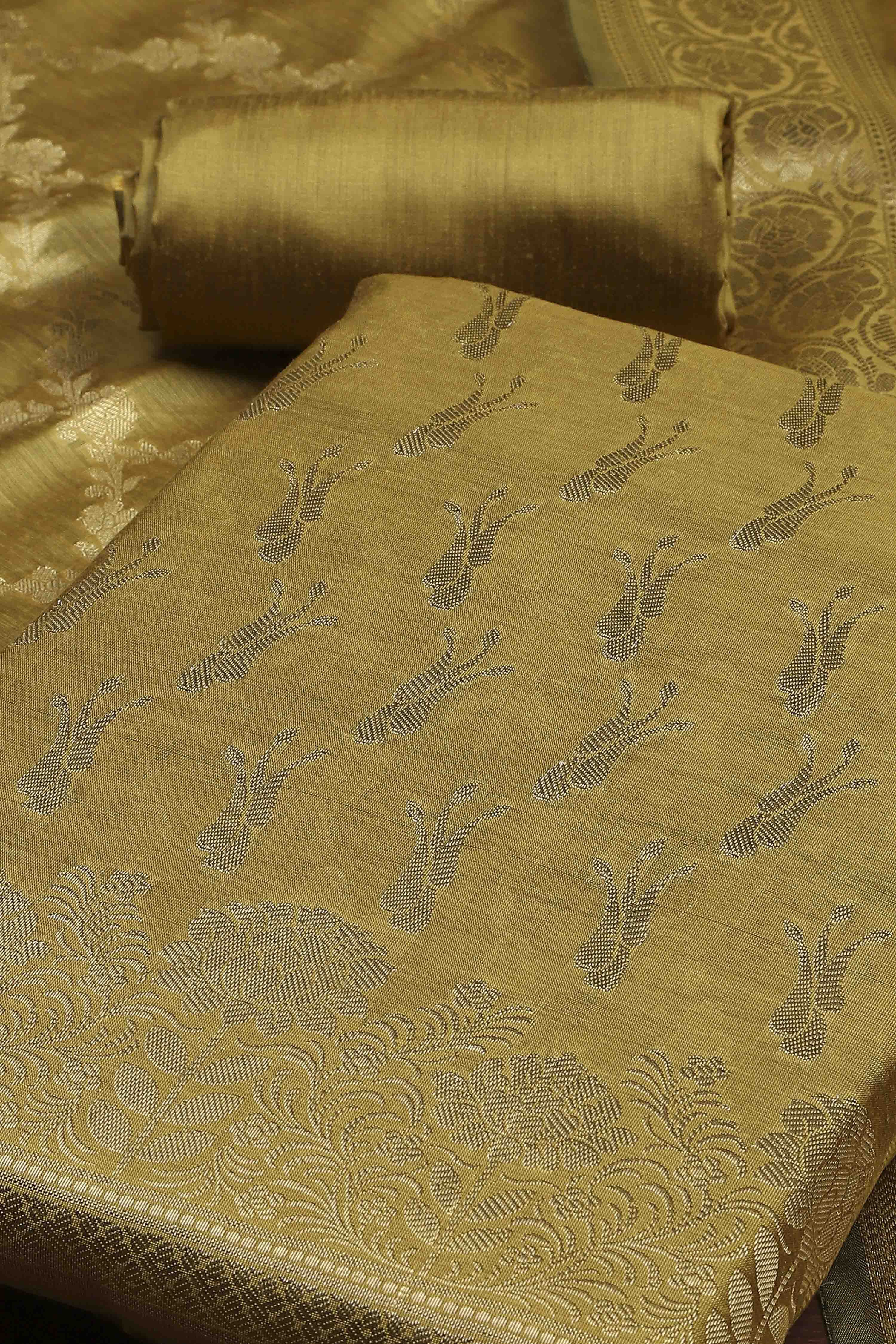 Turquoise Cotton Printed Embroidered Unstitched Suit Set image number 1