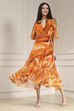 Mustard Yellow Printed Flared Dress