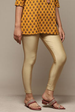 Dull Gold Spandex Solid Leggings image number 3