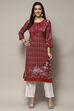 Plum Rayon Straight Kurta image number 5