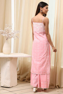 Pink Cotton Straight Suit Set image number 4