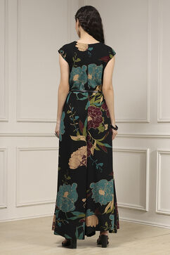 Black Floral Printed Straight Jumpsuit image number 3