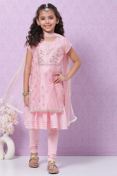 Pink Polyester Flared Printed Suit Set image number 0