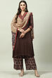 Brown Viscose Straight Kurta Palazzo Suit Set