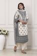 Off White Cotton Straight Suit Set image number 5
