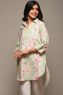 Mint Green Cotton Printed Shirt image number 2