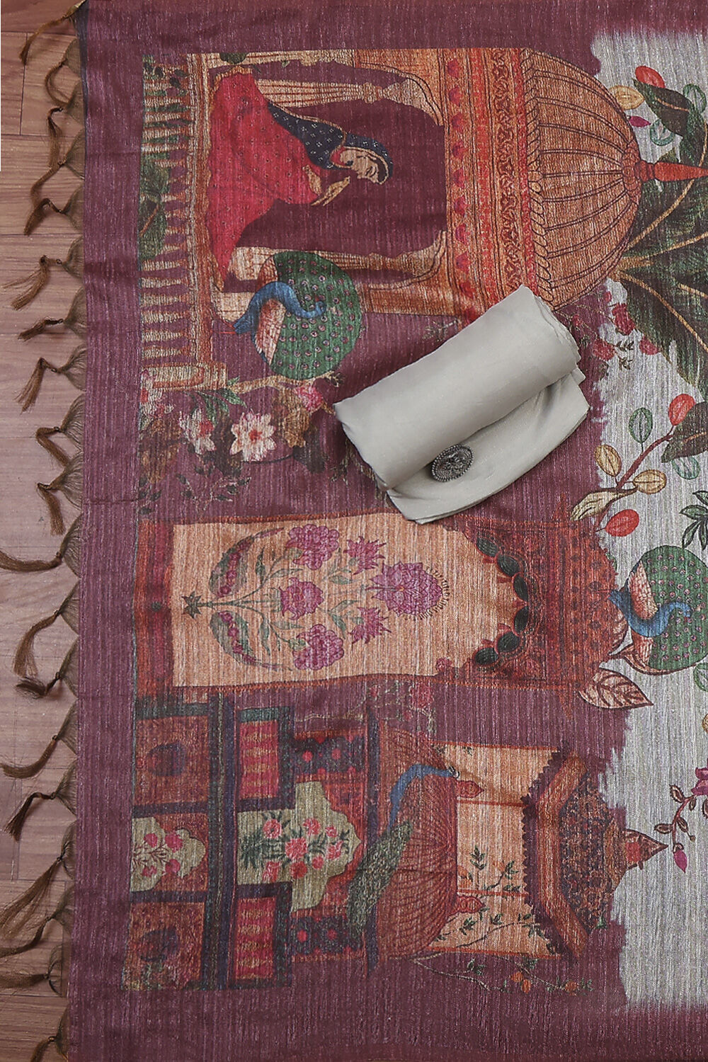 Pch Silk Blend Printed Unstitched Suit Set image number 3