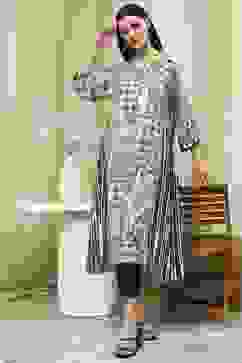 Ivory and Grey Printed Straight Kurta image number 0