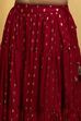 Red Polyester Straight Lehenga Set image number 2