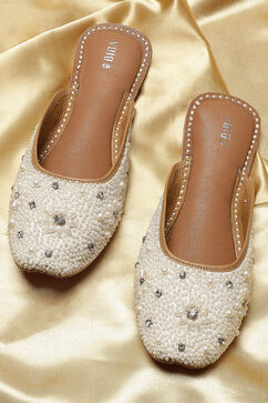 White Pearl Embellished Mules image number 0