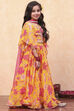Yellow Polyester Printed Flared Lehenga Set image number 5