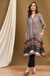 Black and White Printed Asymmetric Kurta image number 5