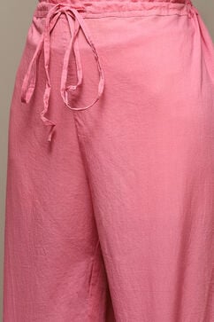 Pink Cotton Gathered Kurta Palazzo Suit Set image number 2